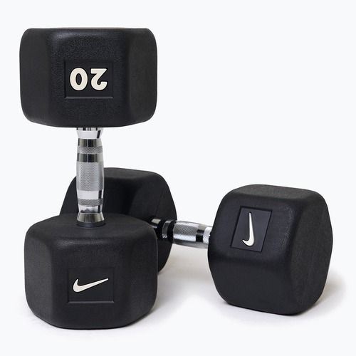 Rubber-coated dumbbell Nike Strength Hex Dumbbell 20 kg black/white