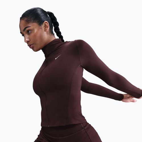 Women's training sweatshirt Nike One Fitted Dri-Fit Full-Zip burgundy crush/white