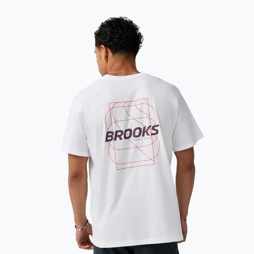 Men's running top Brooks Graphic white/burgundy blaze/cosmic