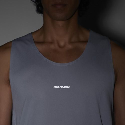Men's running top Salomon Sense Aero Singlet GFX trade winds
