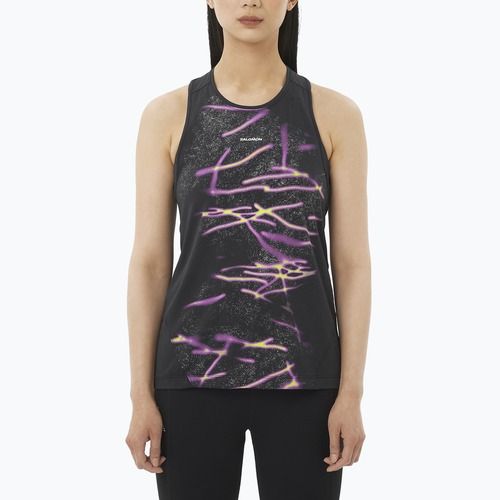 Women's running top Salomon Shakeout Core Tank GFX deep black