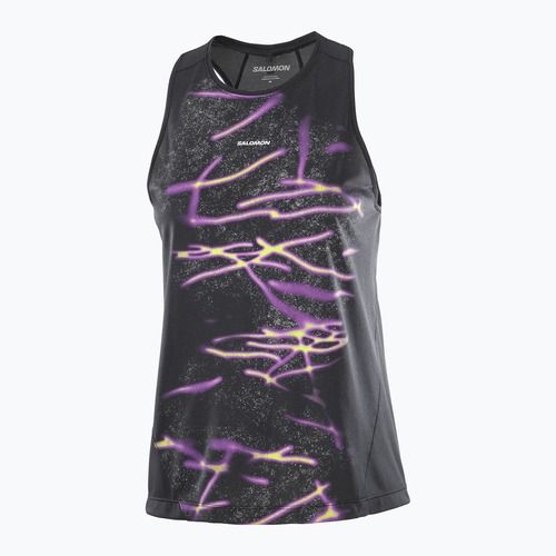 Women's running top Salomon Shakeout Core Tank GFX deep black