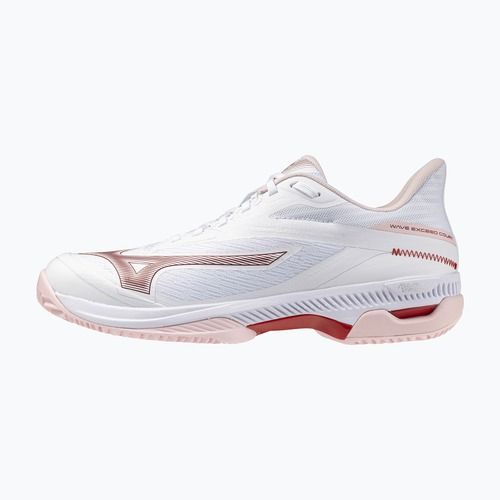 Women's tennis shoes Mizuno Wave Exceed Court CC W white/pinkesque/barbados cherr