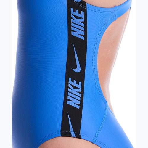 Women's one-piece swimsuit Nike Logo Tape Fastback blue crystal
