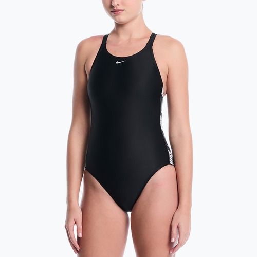 Women's one-piece swimsuit Nike Logo Tape Fastback black