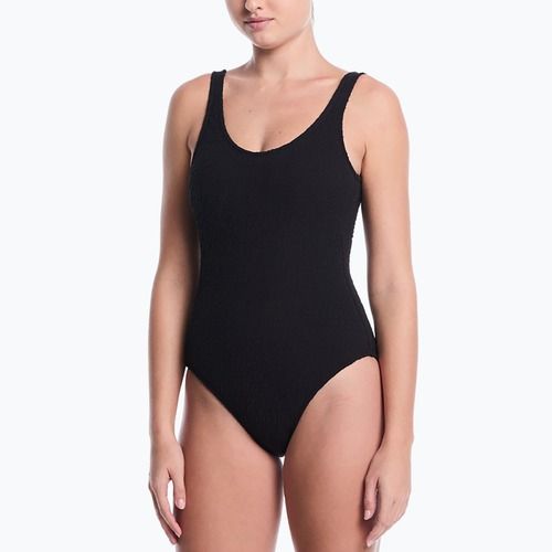 Women's one-piece swimsuit Nike Shoreline Pucker Scoop Neck black