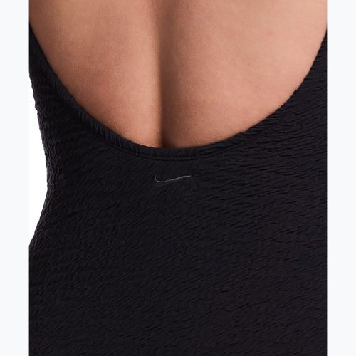Women's one-piece swimsuit Nike Shoreline Pucker Scoop Neck black