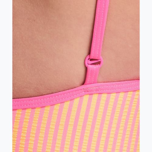 Women's one-piece swimsuit Nike Ocean Bound Ripple Texture Square Neck pink glow