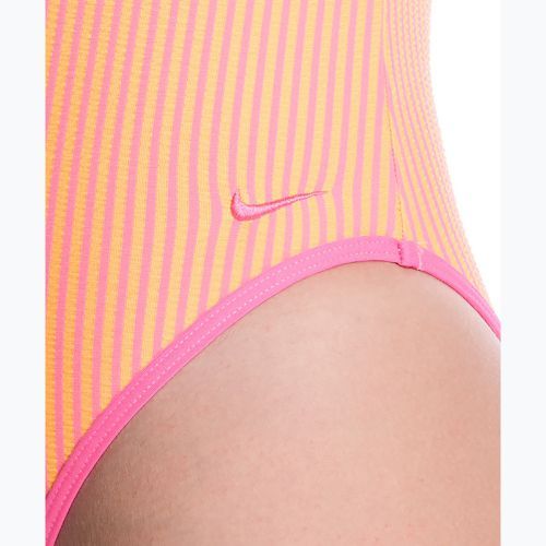 Women's one-piece swimsuit Nike Ocean Bound Ripple Texture Square Neck pink glow