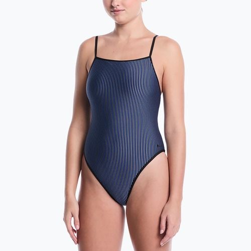 Women's one-piece swimsuit Nike Ocean Bound Ripple Texture Square Neck slate