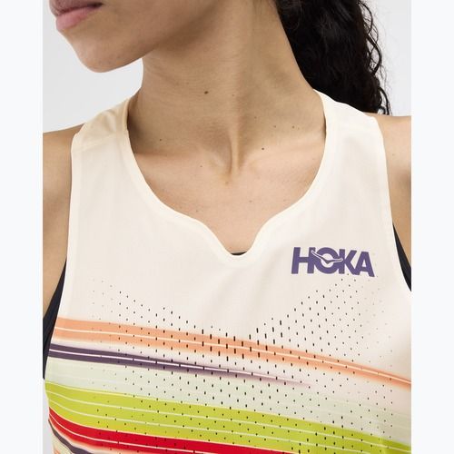 Women's running top HOKA Race Day Singlet alabaster flare