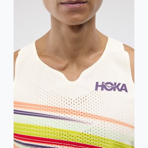 Men's running top HOKA Race Day Singlet alabaster flare