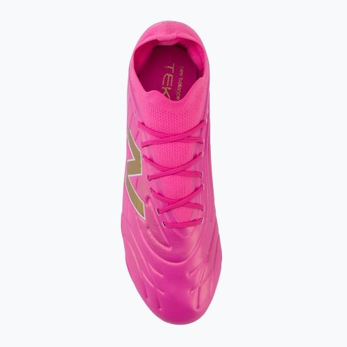 Football boots New Balance Tekela Team Low V5 FG pink heat/metallic gold/pink satin
