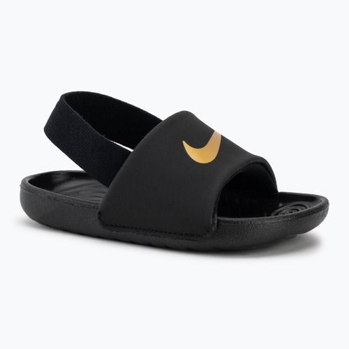 Children's slides Nike Kawa black/metallic gold