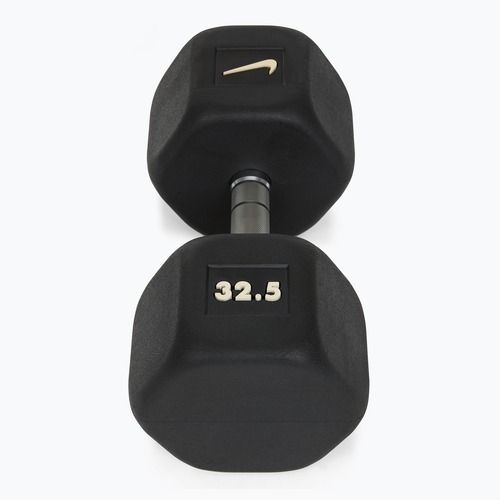 Rubber-coated dumbbell Nike Strength Hex Dumbbell 32,5 kg black/white
