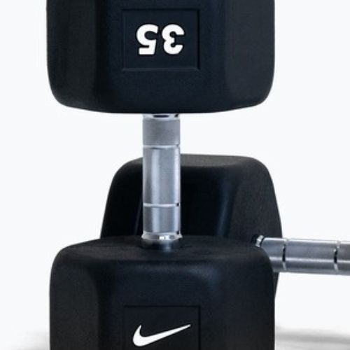 Rubber-coated dumbbell Nike Strength Hex Dumbbell 35 kg black/white