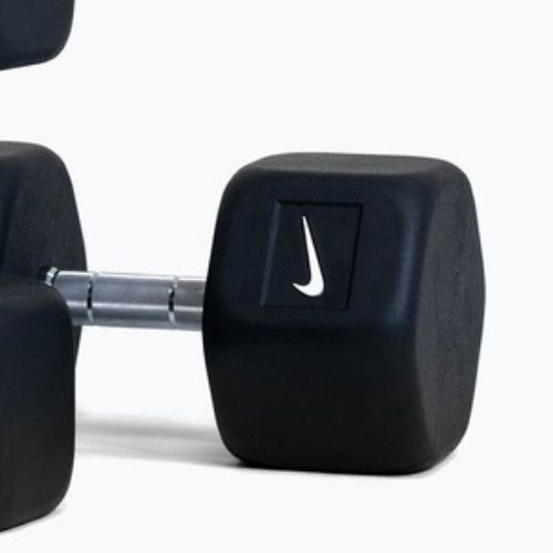 Rubber-coated dumbbell Nike Strength Hex Dumbbell 35 kg black/white