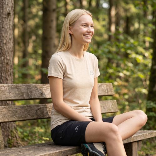 Women's trekking T-shirt KADVA Merivra merino beige