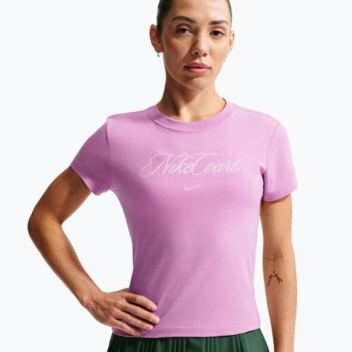 Women's tennis T-shirt Nike Court Heritage light magenta/pink foam