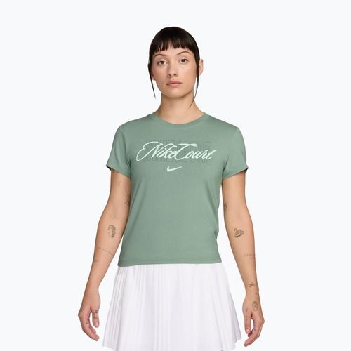 Women's tennis T-shirt Nike Court Heritage steam/barely green