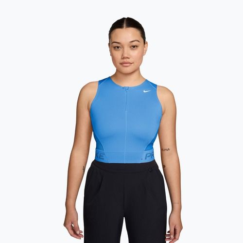 Women's training T-shirt Nike Pro Dri-Fit university blue/light photo blue/white