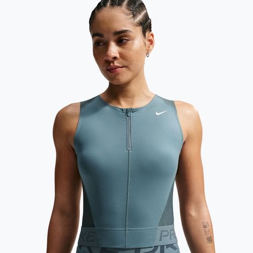 Women's training T-shirt Nike Pro Dri-Fit mineral slate/faded spruce/white