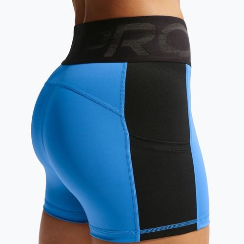 Women's training shorts Nike Pro Sculpt Dri-Fit High-Waisted Biker 5" light photo blue/black/white