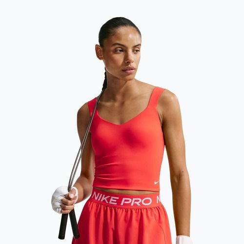 Women's training shirt Nike Pro Sculpt Medium Support Padded Tank light crimson/white
