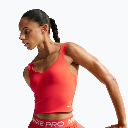 Women's training shirt Nike Pro Sculpt Medium Support Padded Tank light crimson/white