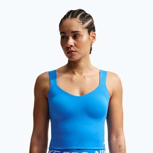 Women's training shirt Nike Pro Sculpt Medium Support Padded Tank light photoblue/white