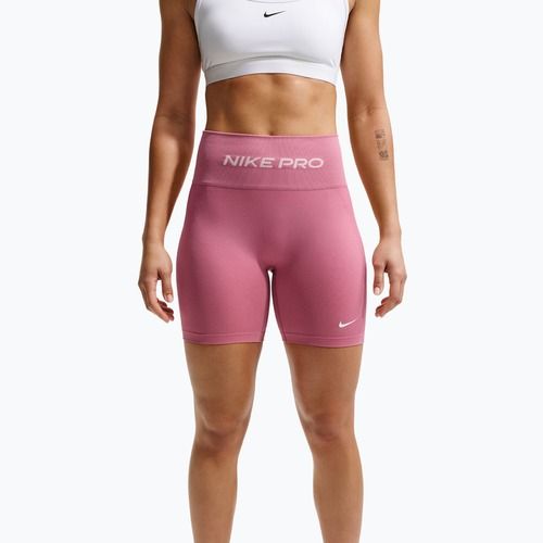 Women's training shorts Nike Pro Seamless High Waisted Biker 5" peony/white