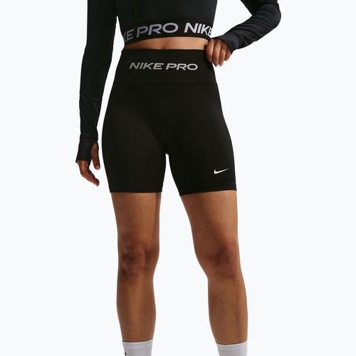 Women's training shorts Nike Pro Seamless High Waisted Biker 5" black/white