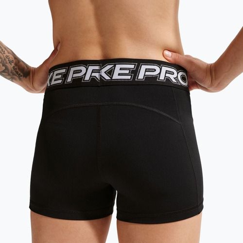 Women's training shorts Nike Pro Mid Rise Biker 3" black/white/metallic silver