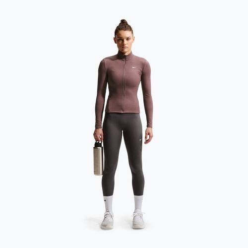 Women's training sweatshirt Nike One Fitted Dri-Fit Full-Zip burgundy tattoo/white