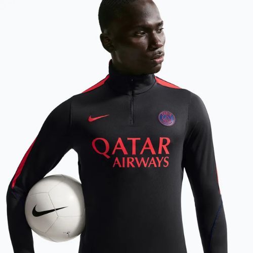 Men's football sweatshirt Nike Paris Saint-Germain Strike Dri-Fit Soccer Knit Drill Top black/global red/global red