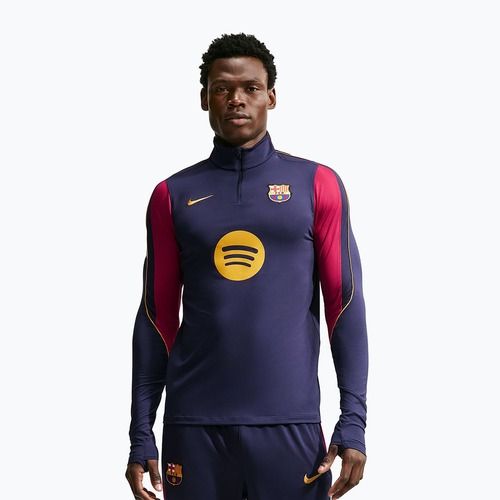Men's football sweatshirt Nike FC Barcelona Strike Soccer Drill Top blackened blue/mineral yellow
