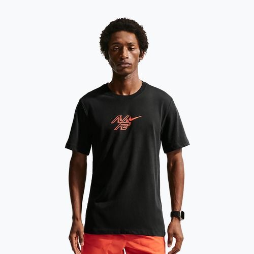 Men's running T-shirt Nike AeroSwift Dri-Fit black/bright crimson