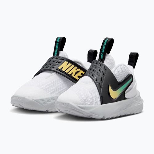 Children's shoes Nike Team Hustle D 12 white/black/clear emerald/topaz gold