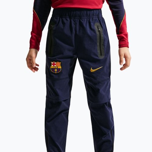 Children's football trousers Nike FC Barcelona Tech Woven blackened blue/black/mineral yellow
