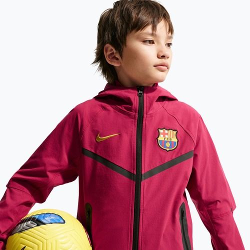 Children's football jacket Nike FC Barcelona Tech Full Zip noble red/black/mineral yellow