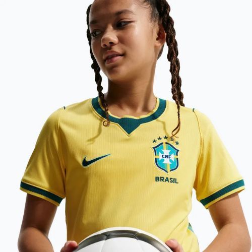 Children's football shirt Nike Brazil 2026 Stadium Home Soccer Replica canary/light menta/geode teal