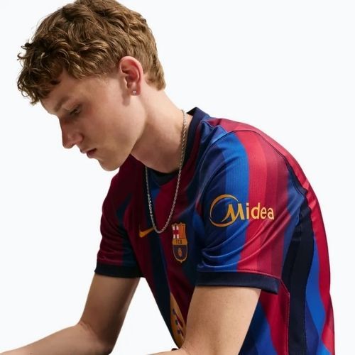 Men's football shirt Nike FC Barcelona Dri-Fit Stadium Home deep garnet/blue void/mineral yellow