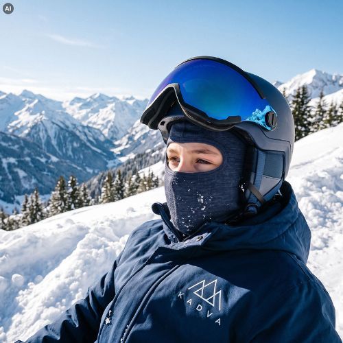 Children's balaclava WOOLCANO BAL1117 Granatowy