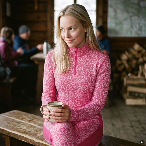 Women's thermal underwear set Woolcano SET1121 Pink