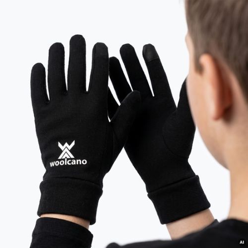 Children's gloves Woolcano GLV1105 Czarny