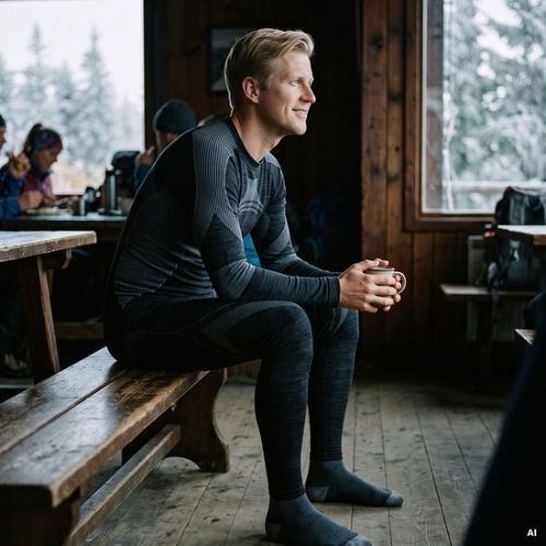 Men's thermal underwear set Woolcano SET1089 Czarny