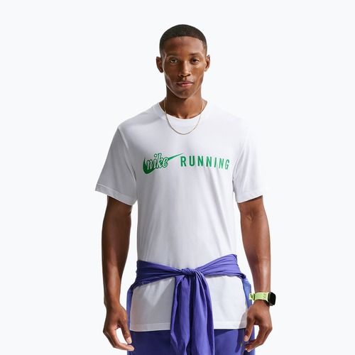 Men's running shirt Nike Dri-Fit Running T-Shirt white/green spark