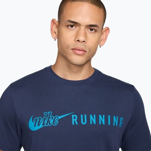 Men's running shirt Nike Dri-Fit Running T-Shirt midnight navy/light current blue