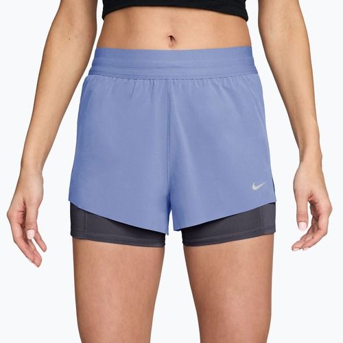 Women's running shorts Nike Swift Mid-Rise 2in1 aluminum/royal tint