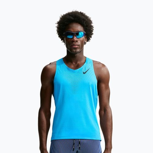 Men's running shirt Nike AeroSwift light current blue/black